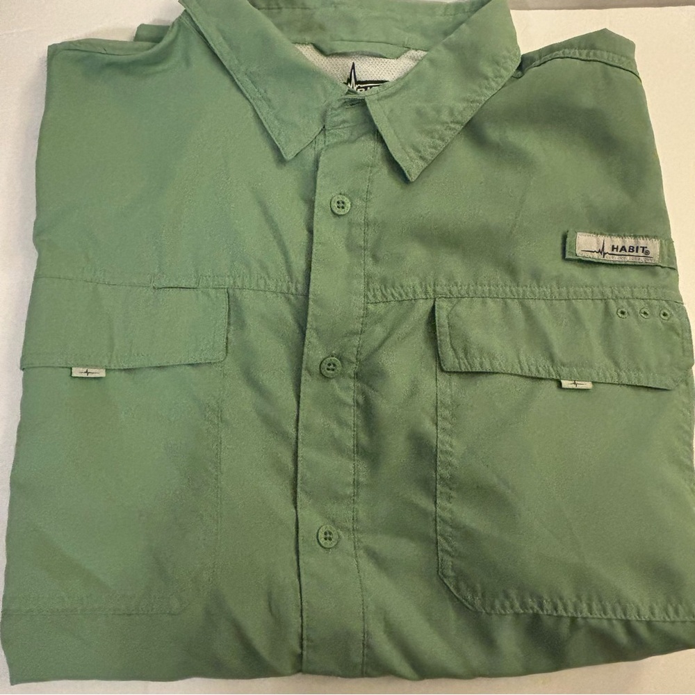 Size 2XL Habit Men's UPF 40+ UV Protection Short-Sleeve Fishing Shirt